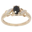 9ct Yellow Gold 0.05ct Diamond and Sapphire Solitaire Ring