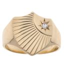 9ct Yellow Gold Cubic Zirconia Patterned Shield Signet Ring