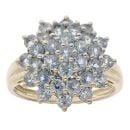 9ct Yellow Gold Blue Gemstone Cluster Ring