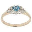 9ct Yellow Gold 0.10ct Diamond and Blue Topaz Dress Ring