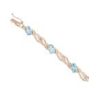 9ct Yellow Gold 0.05ct Diamond And Blue Topaz Bracelet 7.5"
