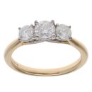 18ct Yellow Gold 1.00ct Diamond Trilogy Ring