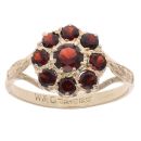 9ct Yellow Gold Garnet Cluster Ring