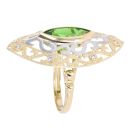 14ct Yellow And White Gold Green Gemstone And Cubic Zirconia Stone Set Ring