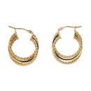 9ct Yellow Gold Trio Twist Hoop Earrings