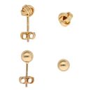 Silver Gold Plated Knot and Ball Stud Earrings Set of Two
