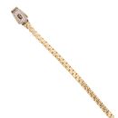 14ct Yellow Gold Monaco Cube Plain Pave Lock Bracelet 7.5"