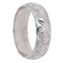 18ct White Gold Patterned Wedding Ring 6.2mm