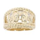 9ct Yellow Gold 0.05ct Diamond Elephant Ring