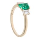 Lab Grown 9ct Yellow Gold 0.50ct Baguette Cut Diamond And Created Emerald Ring
