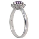 9ct White Gold 0.11ct Diamond and Amethyst Cluster Ring