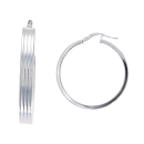 Silver Ribbed Hoop Earrings By Icesia