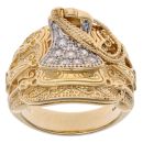 9ct Yellow Gold Cubic Zirconia Patterned Saddle Ring