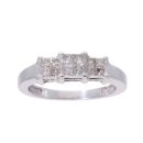 18ct White Gold 0.65ct Diamond Triple Cluster Ring