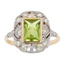 14ct Yellow Gold Peridot And 0.40ct Diamond Ring