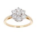 18ct Yellow Gold 1.00ct Brilliant Cut Diamond Cluster Ring