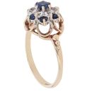 9ct Yellow Gold Created Sapphire And Cubic Zirconia Cluster Ring