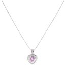 18ct White Gold 0.50ct Diamond and Pink Sapphire Heart Pendant and Chain 18"