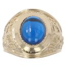 9ct Yellow Gold Patterned Blue Gemstone College Ring