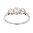 18ct White Gold 0.75ct Old Cut Diamond Trilogy Ring
