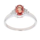 18ct White Gold 0.05ct Diamond And Orange Gemstone Ring