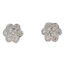 18ct Yellow Gold 1.00ct Brilliant Cut Diamond Floral Cluster Stud Earrings