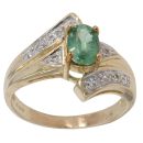 9ct Yellow Gold 0.10ct Diamond and Green Gemstone Dress Ring
