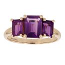 9ct Yellow Gold Three Stone Amethyst Ring