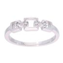9ct White Gold Triple Square Diamond Ring