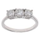 18ct White Gold 1.10ct Diamond Trilogy Ring