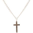 9ct Yellow Gold Patterned Cross Pendant And Chain 20"