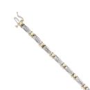 9ct Yellow And White Gold 0.50ct Brilliant Cut Diamond Bracelet 7"