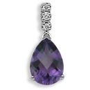 18 Carat White Gold Diamond-5pt Amethyst-1.63ct Pendant