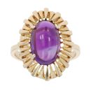 9ct Yellow Gold Amethyst Cabochon Dress Ring