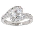 9ct White Gold Cubic Zirconia Two Stone Ring