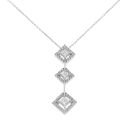 18ct White Gold 1.10ct Princess And Brilliant Cut Diamond Pendant And Chain 18"