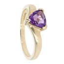 9ct Yellow Gold Triangular Created Amethyst Ring