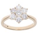 Lab Grown 9ct Yellow Gold 1.00ct Diamond Cluster Ring