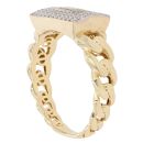 14ct Yellow Gold Monaco Classic Cubic Zirconia Pave Signet Ring