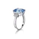 9ct White Gold Blue Topaz And Diamond Ring