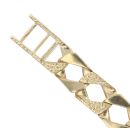 9ct Yellow Gold ID Patterned and Plain Curb Bracelet 8"