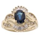 14ct Yellow Gold 0.55ct Diamond And Sapphire Cluster Ring