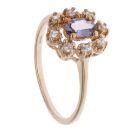 9ct Yellow Gold Purple Gemstone And Cubic Zirconia Cluster Ring