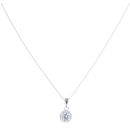 Silver Cubic Zirconia Cluster Pendant And Chain 18" by Icesia