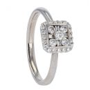 9ct White Gold Baguette And Round Cut 0.34ct Diamond Cluster Ring