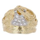9ct Yellow Gold Cubic Zirconia Saddle Ring