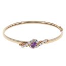 9ct Yellow Gold Cubic Zirconia And Amethyst Bangle
