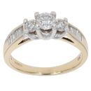 14ct Yellow Gold 1.25ct Diamond Trilogy Ring