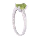 9ct White Gold Peridot and Diamond Rectangular Ring