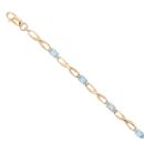 9ct Yellow Gold Blue Topaz Bracelet 7"